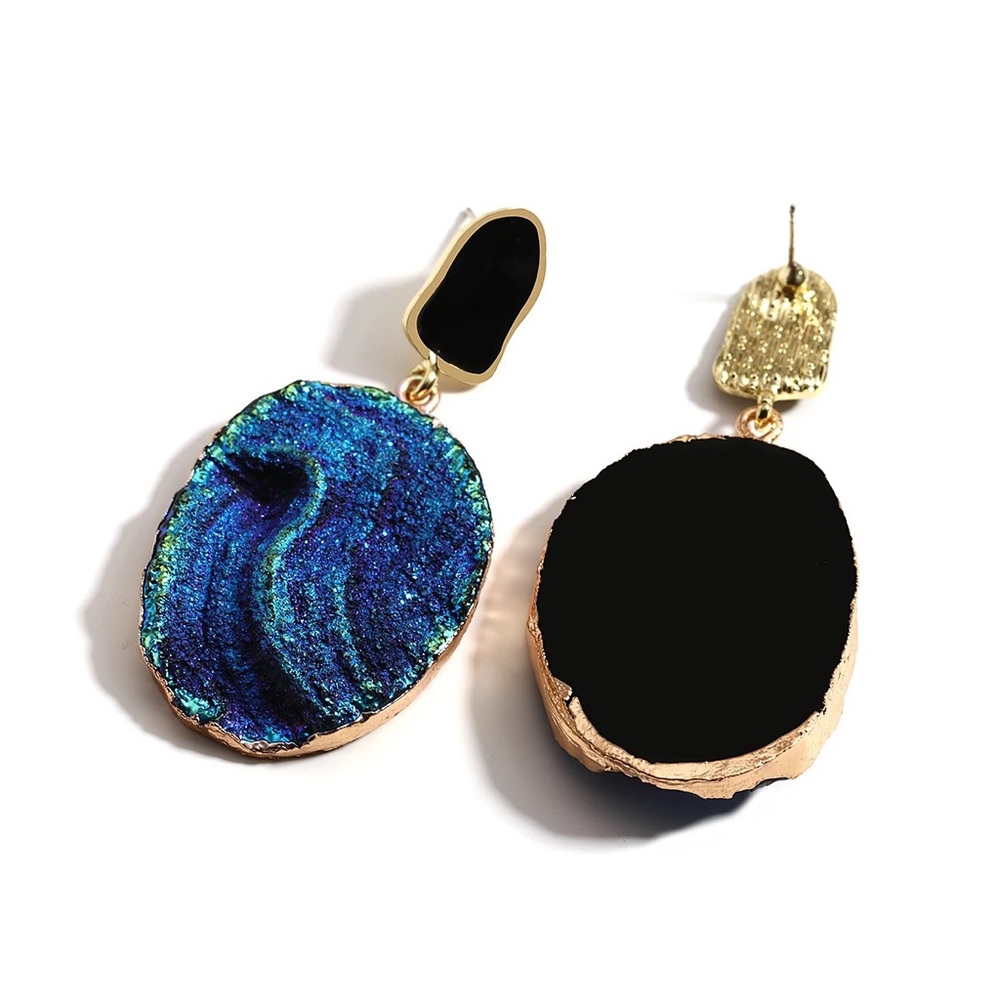 ◾️Volcanic Rock Earring (Deep Blue)